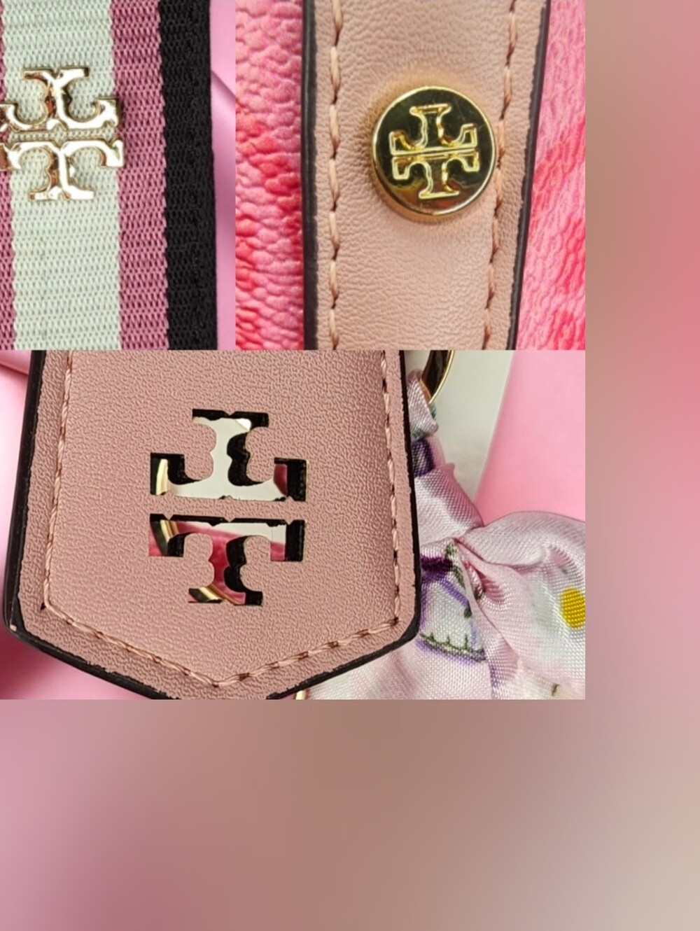Tory Burch Pink Gemini Link Canvas Tote Bag With NWT Charms - Picture 4 of 16